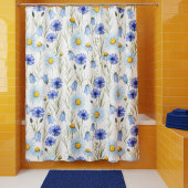 Blue Wildflower Meadow Shower シャワーカーテン
