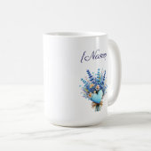 Blue Wildflower Name Mug – Floral Custom Gift コーヒーマグカップ (正面右)