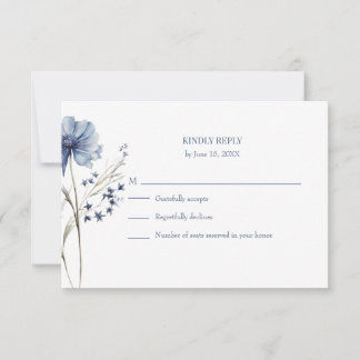 Blue Wildflower RSVP Card with Addressed Back