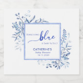 *Blue Wildflower Something Blue Baby Shower  スパークリングワインラベル (シングルラベル)
