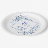 Blue Wildflower Something Blue Baby Shower ペーパープレート (アングル)