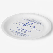 Blue Wildflower Something Blue Baby Shower ペーパープレート (アングル)