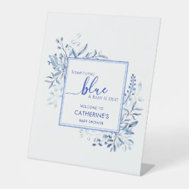 Blue Wildflower Something Blue Baby Shower 台座サイン