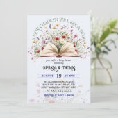 Blue Wildflower Storybook New Chapter Baby Shower 招待状 (スタンド正面)