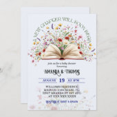 Blue Wildflower Storybook New Chapter Baby Shower 招待状 (正面/裏面)