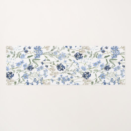 Blue Wildflower Watercolor ヨガマット (裏面(横))