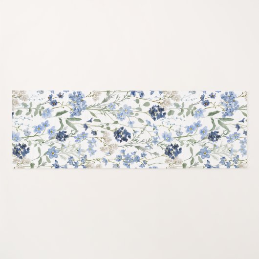 Blue Wildflower Watercolor  ヨガマット (正面(横))