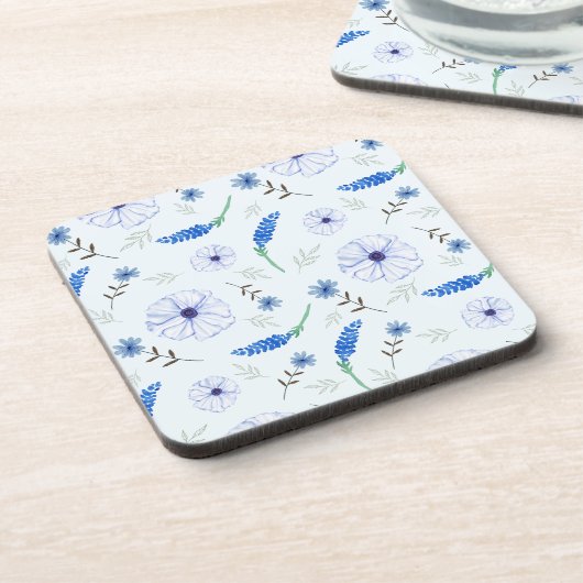 Blue Wildflower Watercolor Coaster コースター (左側)