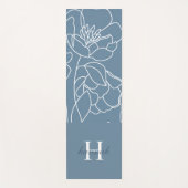 Blue Wildflower Watercolor Custom Monogram Name ヨガマット (正面)