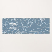 Blue Wildflower Watercolor Custom Monogram Name ヨガマット (裏面(横))