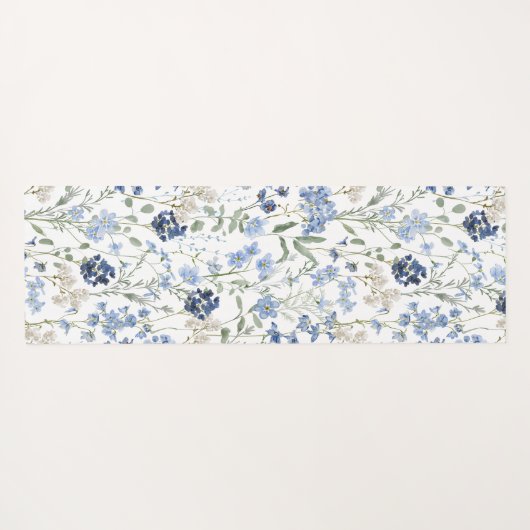 Blue Wildflower Watercolor Custom Name ヨガマット (裏面(横))