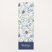Blue Wildflower Watercolor Custom Name ヨガマット (正面)