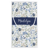 Blue Wildflower Watercolor Monogram スモールペーパーバッグ (裏面)