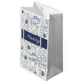 Blue Wildflower Watercolor Monogram スモールペーパーバッグ (正面アングル)