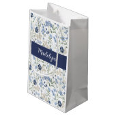 Blue Wildflower Watercolor Monogram スモールペーパーバッグ (裏面アングル)