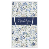 Blue Wildflower Watercolor Monogram スモールペーパーバッグ (正面)
