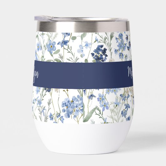 Blue Wildflower Watercolor Monogram Name (右面)