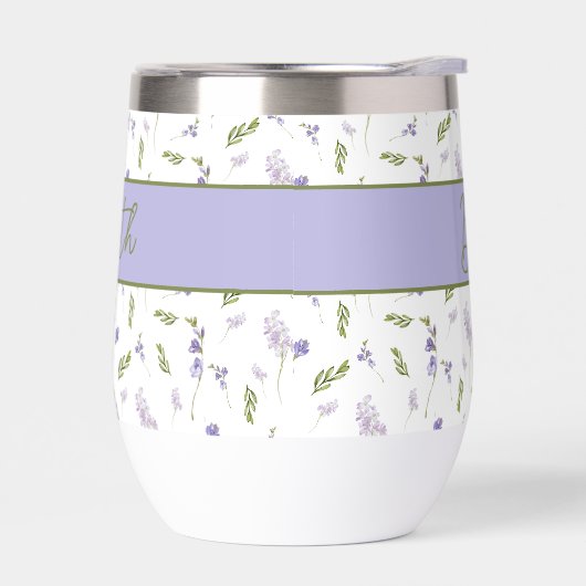 Blue Wildflower Watercolor Monogram Name  (左面)