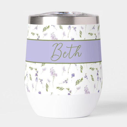 Blue Wildflower Watercolor Monogram Name  (正面)