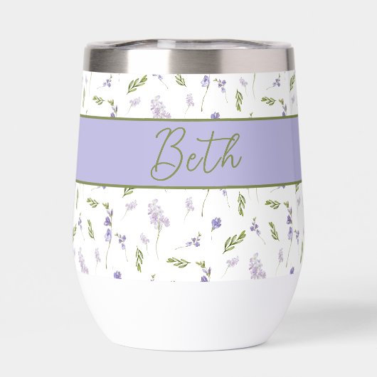 Blue Wildflower Watercolor Monogram Name  (背面)