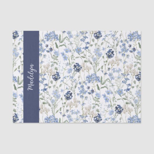 Blue Wildflower Watercolor Name 薄葉紙 (正面)