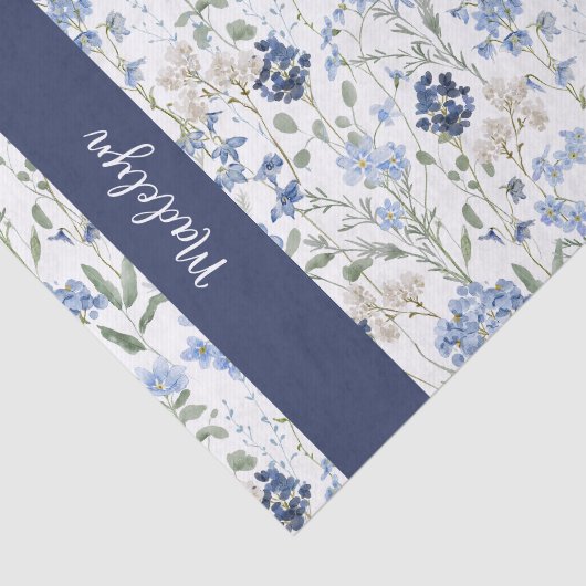 Blue Wildflower Watercolor Name 薄葉紙 (詳細)