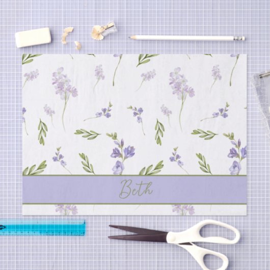 Blue Wildflower Watercolor Tissue Paper 薄葉紙 (クラフト)