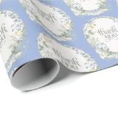 Blue Wildflower Wreath Elegant Botanical  ラッピングペーパー (ロールコーナー)