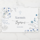 blue wildflowers Baptism スパークリングワインラベル (シングルラベル)