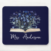 Blue Wildflowers Grow From Book Teacher マウスパッド (正面)