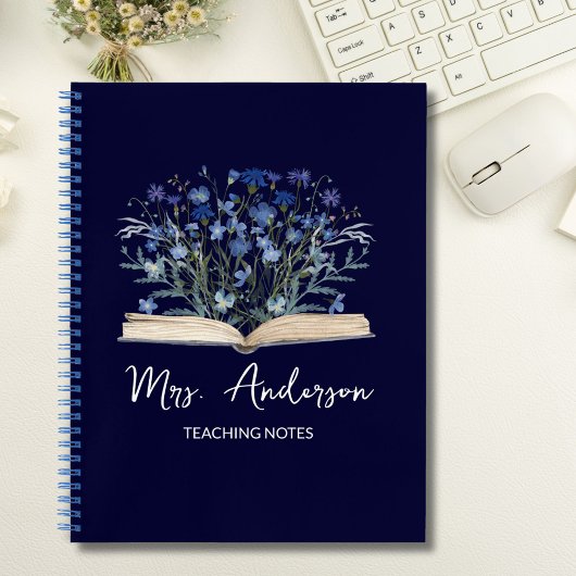 Blue Wildflowers Grow From Book Teacher Gift ノートブック