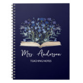 Blue Wildflowers Grow From Book Teacher Notebook ノートブック (正面)