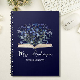 Blue Wildflowers Grow From Book Teacher Notebook ノートブック