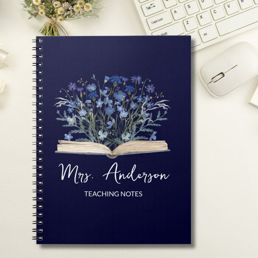 Blue Wildflowers Grow From Book Teacher Notebook ノートブック