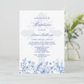 Blue Wildflowers Holy Cross Baptism Invitation 招待状 (スタンド正面)