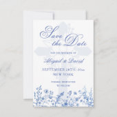 Blue Wildflowers Religious Wedding Save The Date セーブザデート (正面)