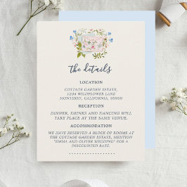 Blue Wildflowers Romantic Garden Wedding エンクロージャーカード