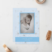 Blue Wildflowers Silver Photo Naming Ceremony ノートカード (正面/裏面インサイチュ)