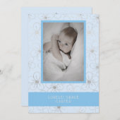 Blue Wildflowers Silver Photo Naming Ceremony ノートカード (正面/裏面)