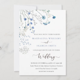 blue wildflowers wedding invitation 招待状