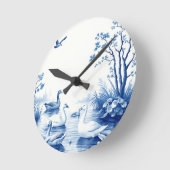 Blue Willow Swans Lake Scene ラウンド壁時計 (傾斜)