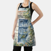 Blue Window Stone Wall Cottage Vines エプロン (インサイチュ)