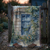Blue Window Stone Wall Cottage Vines スローブランケット