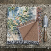 Blue Window Stone Wall Cottage Vines スローブランケット