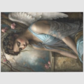 Blue Winged Angel Romantic Vintage Art Decoupage 薄葉紙 (正面)