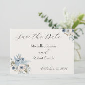 Blue Winterフローラフラット日付カードの保存 セーブザデート (スタンド正面)