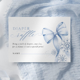 Blue Winter Baby Shower Diaper Raffle エンクロージャーカード