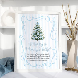 Blue Winter Baby Shower How Big is Mommy's Belly ポスター
