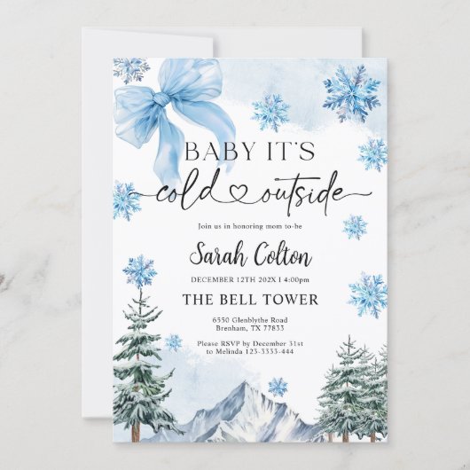 Blue Winter Baby Shower Invitation 招待状 (正面)