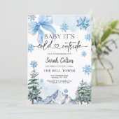 Blue Winter Baby Shower Invitation 招待状 (スタンド正面)